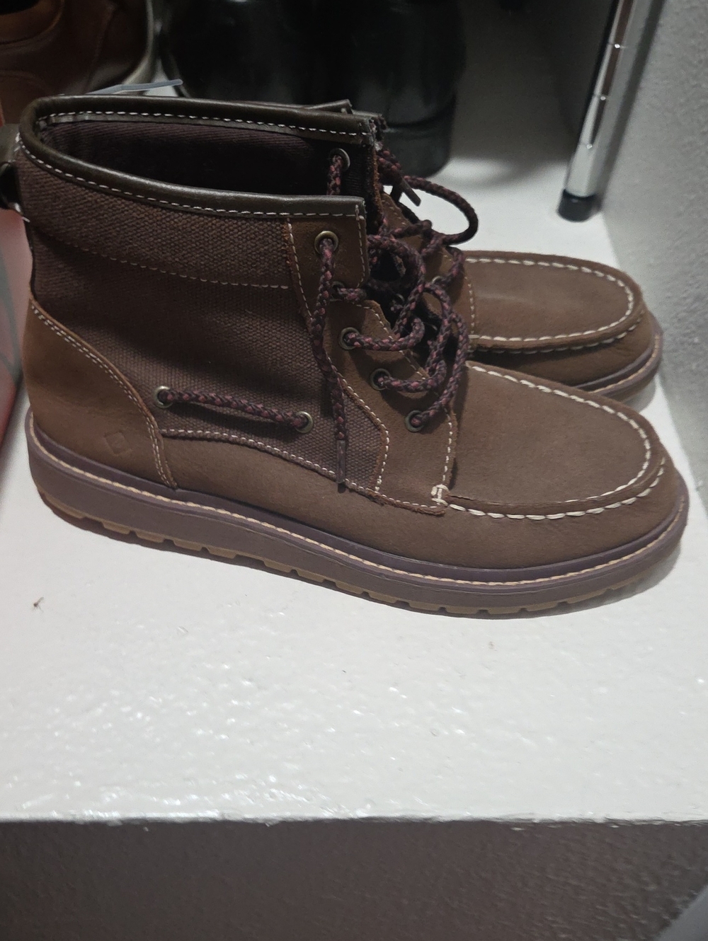 Sperry Kids Brown Lace-Up Moc Toe Boots